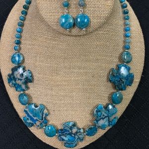 Jewelry - Crazy Lace Blue Agate necklace and earrings set Jewelry - Crazy Lace Blue Agate necklace and earrings set
